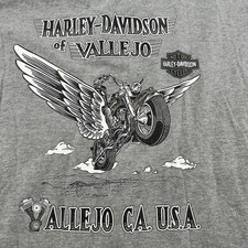 vtg harley davidson Polo Shirt Large Valle Jo CA 1990s O1 Winged Motorcycle picture