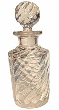 Baccarat Clear Swirl Bamboo/Bantous Perfume Bottle Vanity 7 inch Vtg picture