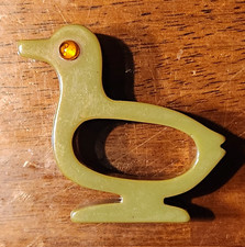 Vintage green bakelite duck napkin ring 12.5mm Thick Semichrome Tested picture