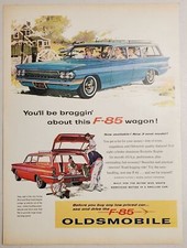 1961 Print Ad Oldsmobile F-85 Family Station Wagons Red & Blue picture