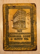 Antique 1920-30’s Book Bank ~ Rockford, IL, Manufacturers National Bank ~ No Key picture