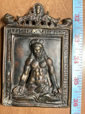 Antique  Religious Medal Baiser Paix Christ Bronze 16th 17th Century cross picture