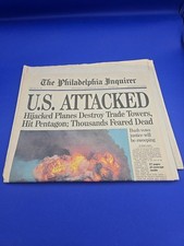 The Philadelphia Inquirer 9/11/2001 U.S. Attacked Hijacked Planes Newspaper picture