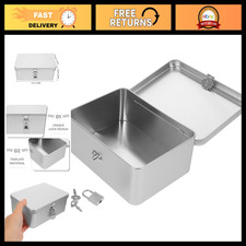 Vintage Metal Storage Box with Lock & Key, Tinplate Keepsake Organizer, Retro De picture