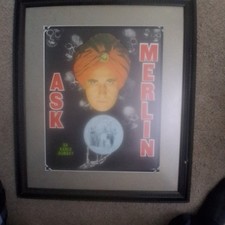 Vintage Ask Merlin Magic Poster Framed Ra Kahlo Bombay Mentalist Magician Art picture