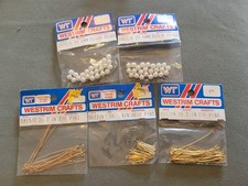 Vintage Westrim Mini Beaded Christmas Tree Eye Pins Head Pins Sugar Pearls picture
