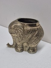 Vtg Mid Century Small Metal Elephant Planter Or Incense Burner 4” Tall picture