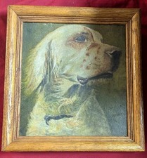 Wood framed vintage English Setter painting. 100% goes to charity picture
