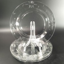 5 Vintage CAMBRIDGE GLASS CELESTIAL Plates with Stars on Rims 7.25