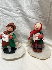 vintage pair of Annalee Mobilitee Christmas Caroler Dolls 1992 picture