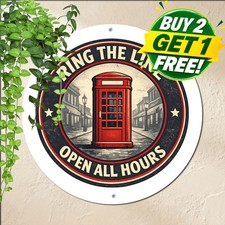 London British Red Phone Booth Tin Sign Call Me Vintage Wall Decor picture