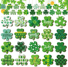 40 Pcs St. Patrick'S Day Ornaments Irish Shamrock Wooden Ornaments Green St picture