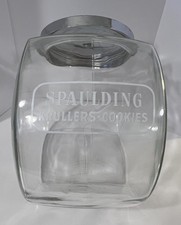 Vintage Spaulding Krullers Cookies Advertising Glass Jar - Cool Store Display picture