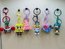 Cute New Set of 6 SpongeBob SquarePants Keychains & Backpack Clips picture