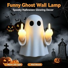Halloween Ghost Wall Light, Cute Ghost Night Light with Middle Finger Gesture picture