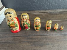 Classic 6-Piece Semenov-Style Russian Matryoshka Nesting Doll Set picture