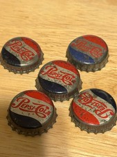 5 Vintage Pepsi Cola Soda Bottle Caps Original Cork Lined picture