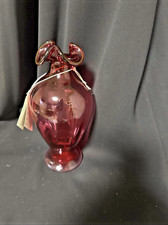 Vintage Fenton Country Cranberry Glass Ruffle Vase 8.5” tall panel picture