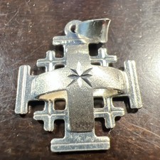 925 Sterling Silver Jerusalem Cross Pendant. 3D. Very good condition.  picture
