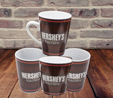 Hershey’s Kitchens Coffee Mug Set of 4 Brown White Ceramic Cups Hot Chocolate picture