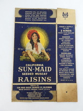 Vintage Sun Maid Seeded Muscat Raisins Box California Label Advertising picture