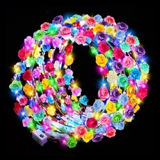 24 PCS LED Flower Crowns Headbands, Light Up Flower Crowns for Women & Girls, Gl picture