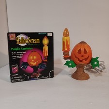 HallowScream Pumpkin Candelabra Vintage Halloween Original Box 1997 Tested  picture