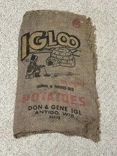 Rare Vintage IGLOO Potato Sack Don & Gene Igl Antigo WI Burlap Advertising Bag14 picture