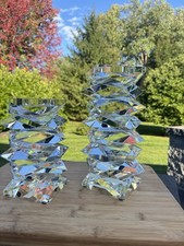 Vintage French Modernist Brutalist Heavy Stacked Crystal Candle Holder Set 11