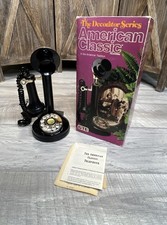 Vintage 1981 GTE Black Candlestick Rotary Dial Telephone - Brand NEW Old Stock picture