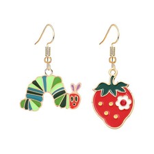 Dreuyet Caterpillar Earrings for Women Small, Green Red Rhine Strawberry picture