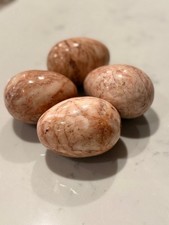 Set of 4 Vintage Polished Stone Marble Egg Cluster Sculpture Paperweight picture