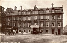 Vintage RPPC George Hotel Northampton England Horse Drawn Carriage Postcard picture