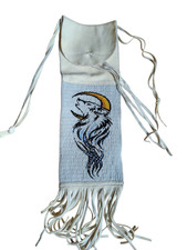 Handmade Plains Native American Lakota Style Beaded Pipe Bag Tobacco Bag 2X PCS picture