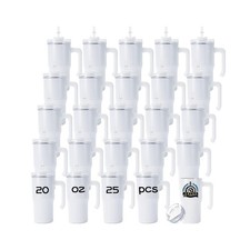 25 Pack 20 oz Sublimation Blank Tumbler with Handle and Straw Stainless Steel... picture