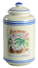 Vintage 1995 Lenox Baker’s Dozen COCONUT Canister White & Blue Porcelain 7” picture