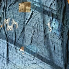 Japanese Vintage Indigo Boro Patchwork Cotton Textile Kasuri Fabric 71x67 inches picture