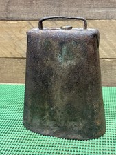 Antique Vintage Cow Bell Rustic Forged Primitive Folded Riveted Nice Sound 7” picture