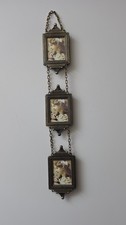 Vintage 1990'S ornate Metal Triple Hanging Mini Picture Frames picture