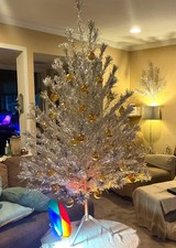 Vintage Evergleam Frosty Aluminum Christmas Tree 6FT 100 Br Penetray Color Wheel picture