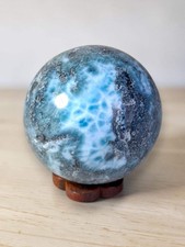 49 mm Larimar Polished Sphere Ball Dominican Blue Crystal Healing Display picture