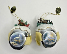 Thomas Kinkade Sleigh Bells Ornaments 2006 Ashton Drake Set of 2 With Tags picture