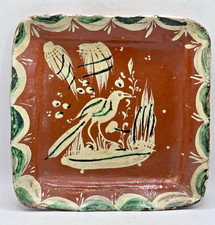 Vintage Mexican Tlaquepaque Mexico Pottery Bowl Redware Dish Bird Jalisco picture