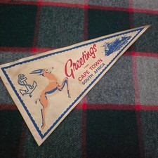 Vintage 1950's Cape Town South Africa City Tourist Pennant Point Flag Retro picture