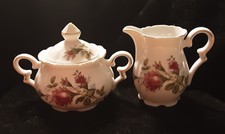 Vintage Marked Covered Sugar & Creamer, Pink Roses picture