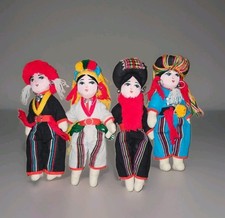 Vintage Thai Hill Tribe Cloth Dolls Lot 4 Akha Hmong Yao Lahu Folk Art Ethnic picture