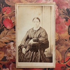 Antique CDV Photo 1860s Civil War Portrait Woman Sitting Victorian Era picture