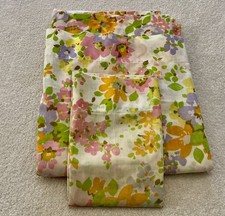 Vintage 70s Springmaid Marvelaire Twin Flat Sheets Pillowcase Floral Set Tags picture