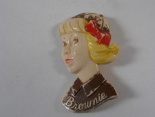 Vintage 1950s Brownie Girl Scout Plastic Pin Colorful Figural Celluloid picture