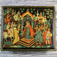 PALEKH Handpainted LACQUER Box USSR 1970s PUSHKIN Golden Cockerel autor SOINA🎁 picture